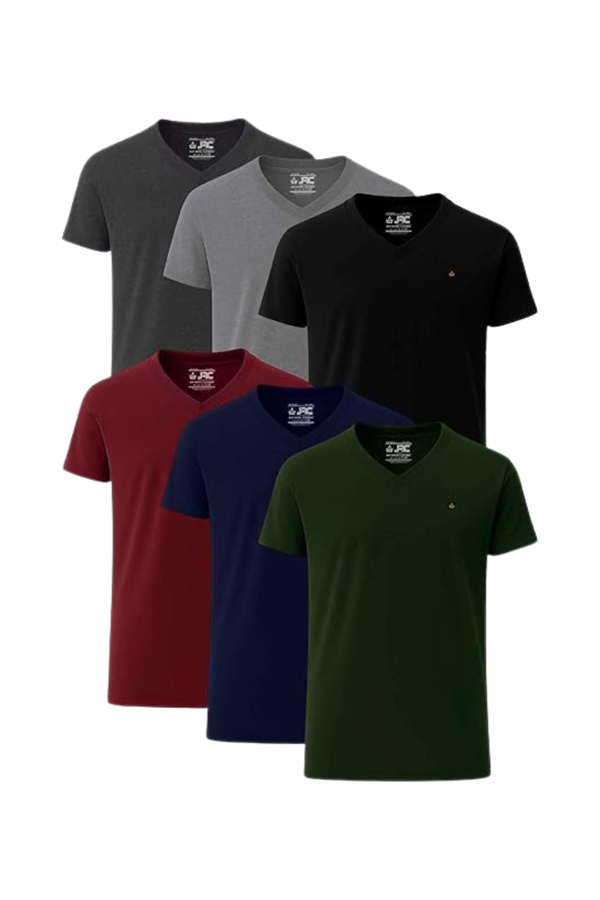 JRC Pack Of 6 Mens V-Neck Short Sleeve T-Shirts