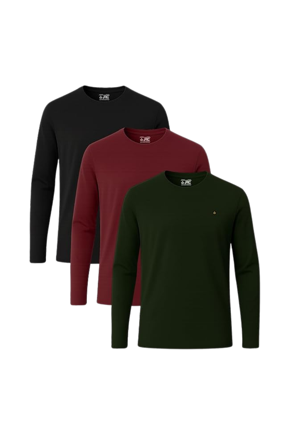 Men's Pack of 3 Long Sleeve T-Shirts | Crewneck | JRC UK