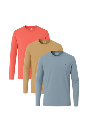 Men's Pack of 3 Long Sleeve T-Shirts | Crewneck | JRC UK