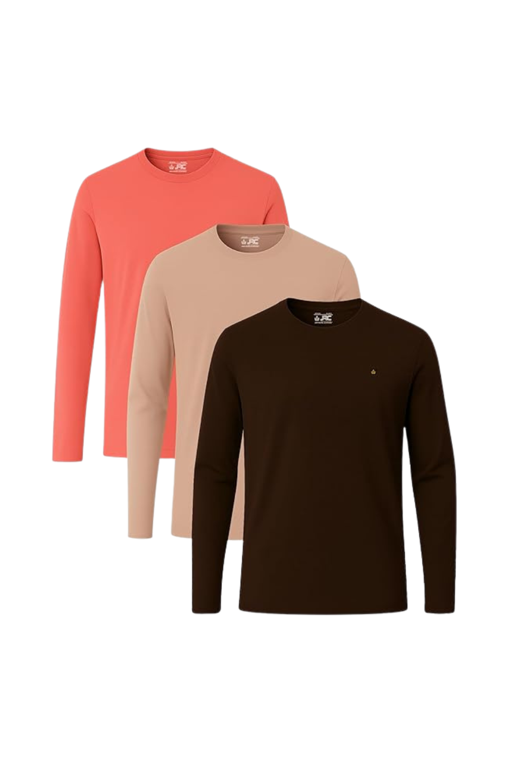 JRC Pack of 3 Mens Long Sleeve Crewneck T-Shirts