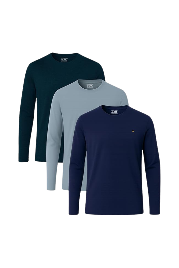 JRC Pack of 3 Mens Long Sleeve Crewneck T-Shirts