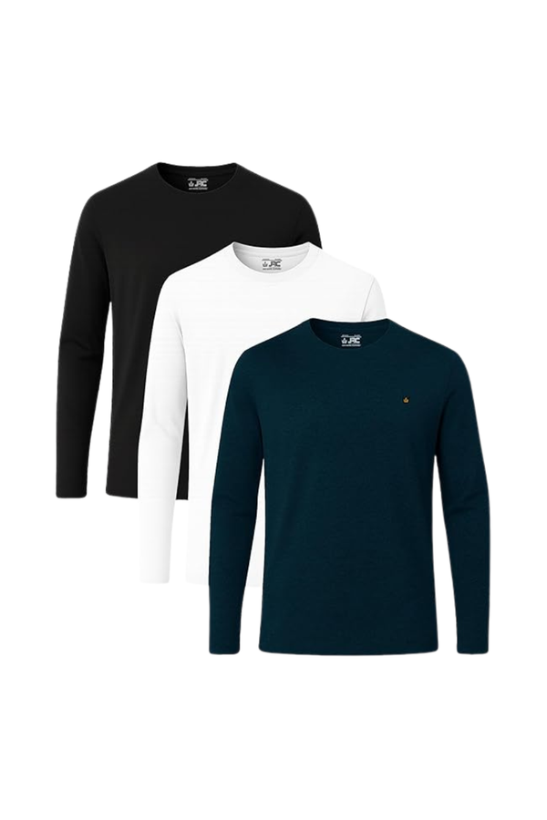 JRC Pack of 3 Mens Long Sleeve Crewneck T-Shirts