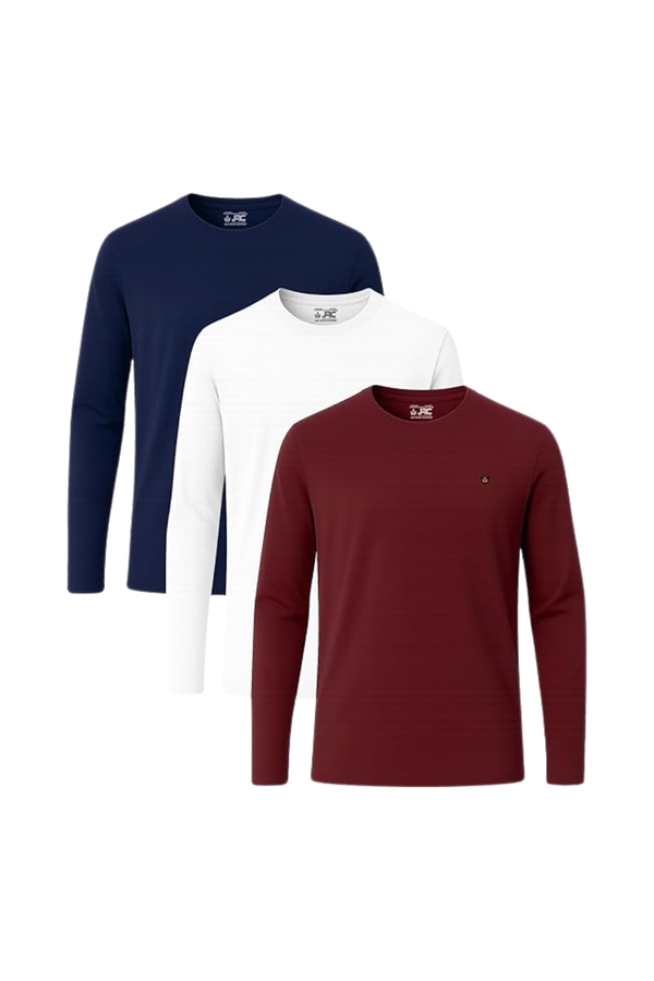 JRC Pack of 3 Mens Long Sleeve Crewneck T-Shirts