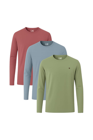 JRC Pack of 3 Mens Long Sleeve Crewneck T-Shirts