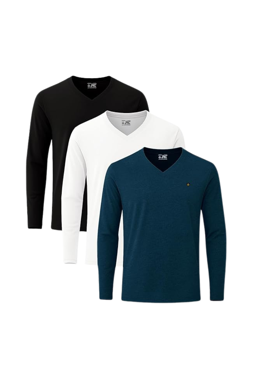 JRC Pack of 3 Mens Long Sleeve V-Neck T-Shirts