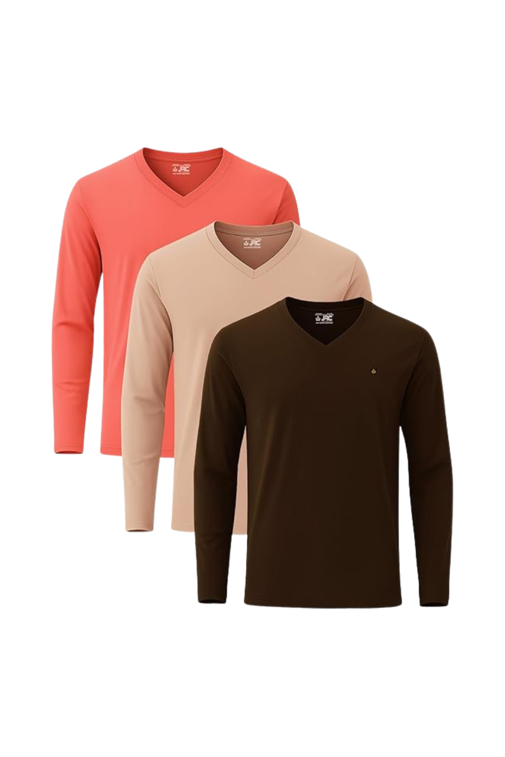 JRC Pack of 3 Mens Long Sleeve V-Neck T-Shirts