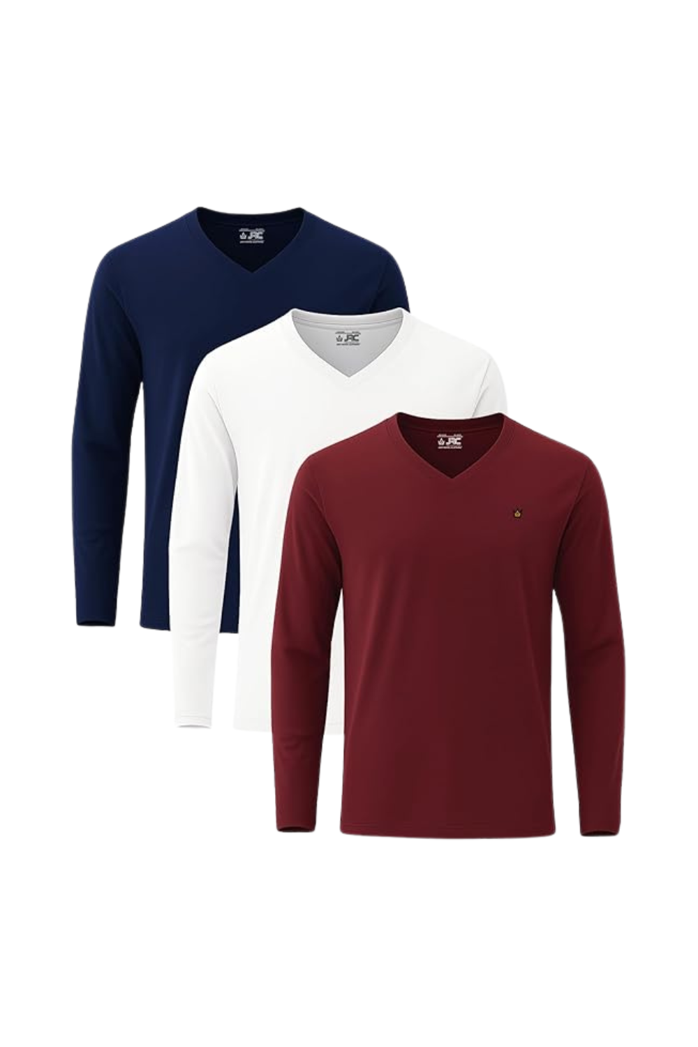 JRC Pack of 3 Mens Long Sleeve V-Neck T-Shirts