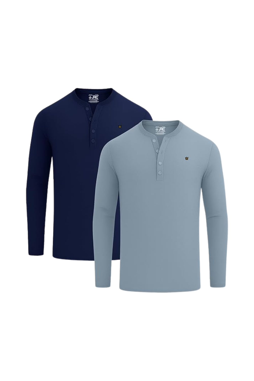 Men's Pack of 2 Long Sleeve Henley Shirts | Button Neck | JRC UK