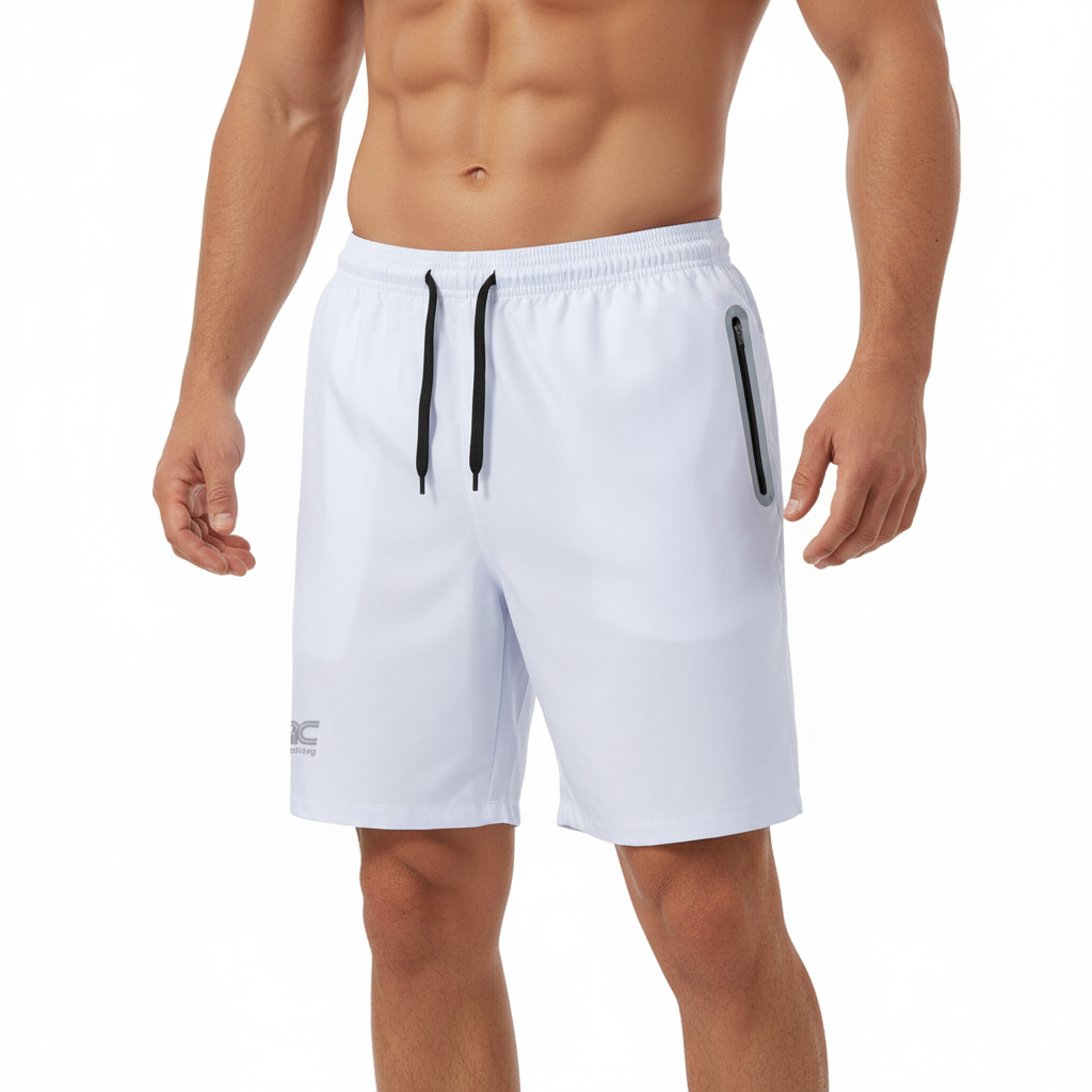 Men's White Running Shorts with 2 Zip Pockets | JRC UK