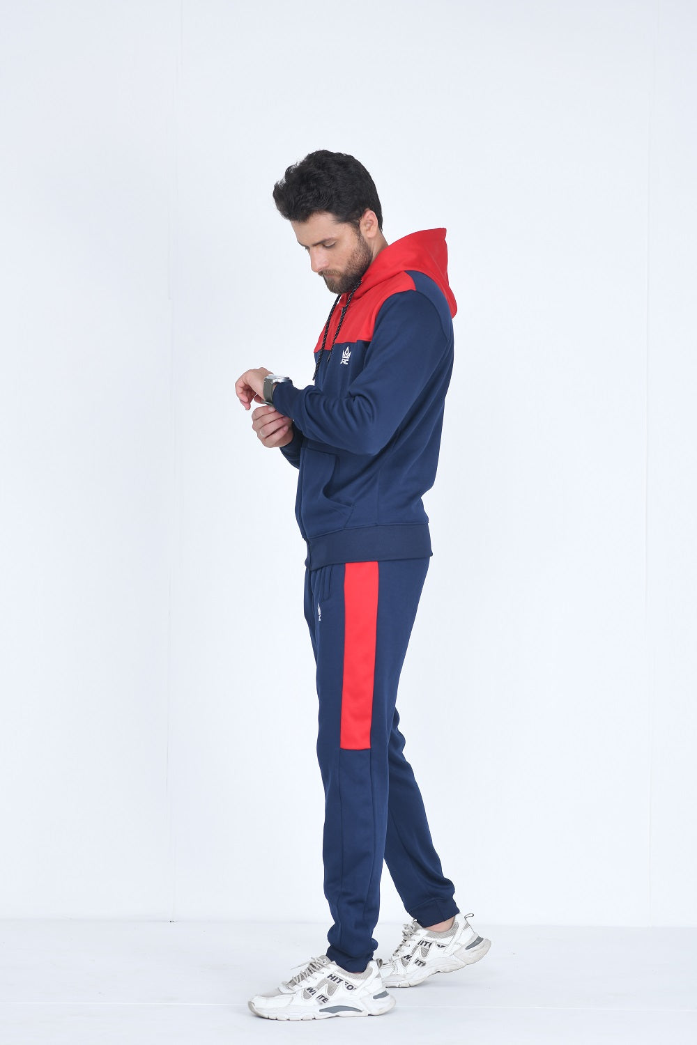 Mens Full Zip Two Tone Contrast hoodie Tracksuit