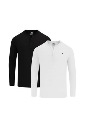 JRC 2 Pack Mens Long Sleeve Henley Shirts