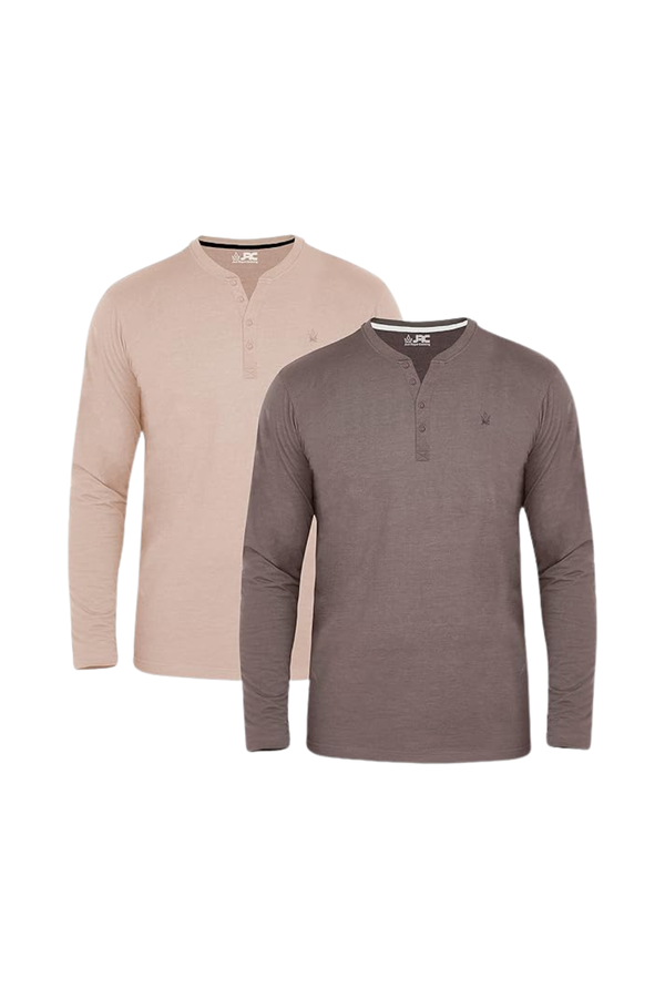 JRC 2 Pack Mens Long Sleeve Henley Shirts