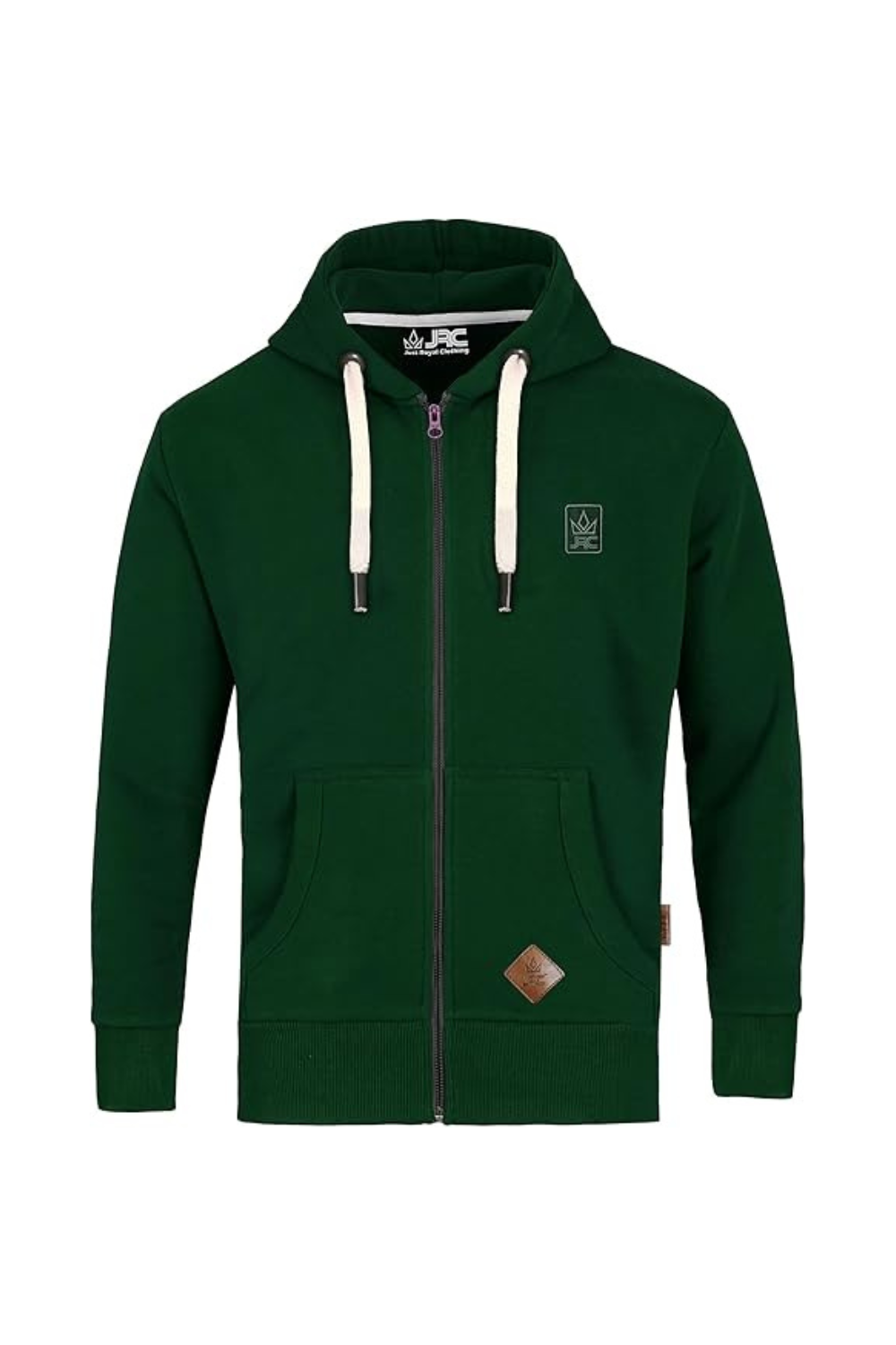 JRC Mens Zipped Fleece Green Hoodie