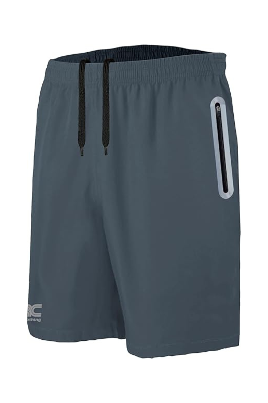 Men's Dark Grey Running Shorts with 2 Zip Pockets | JRC UK