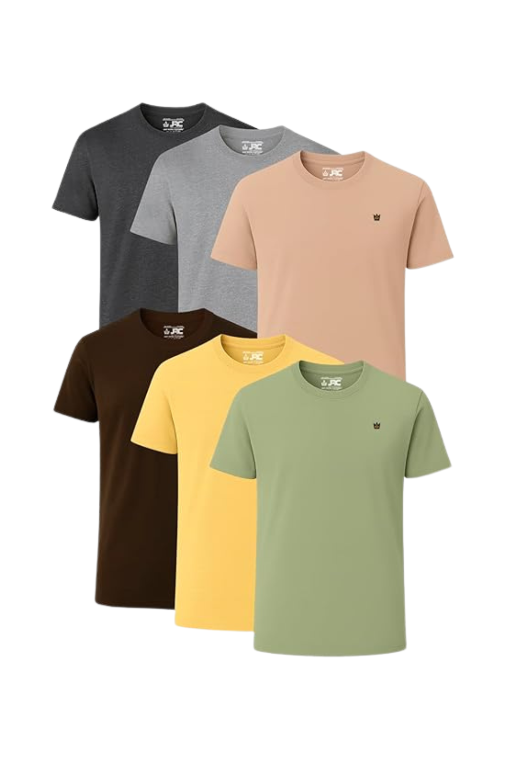 JRC Pack Of 6 Mens Short Sleeve Crewneck T-Shirts