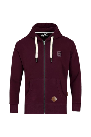 JRC Mens Zipped Fleece Maroon Hoodie