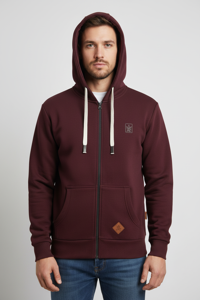 Men's Zip Fleece Hoodie | Full Zip Hooded Sweatshirt | JRC UK