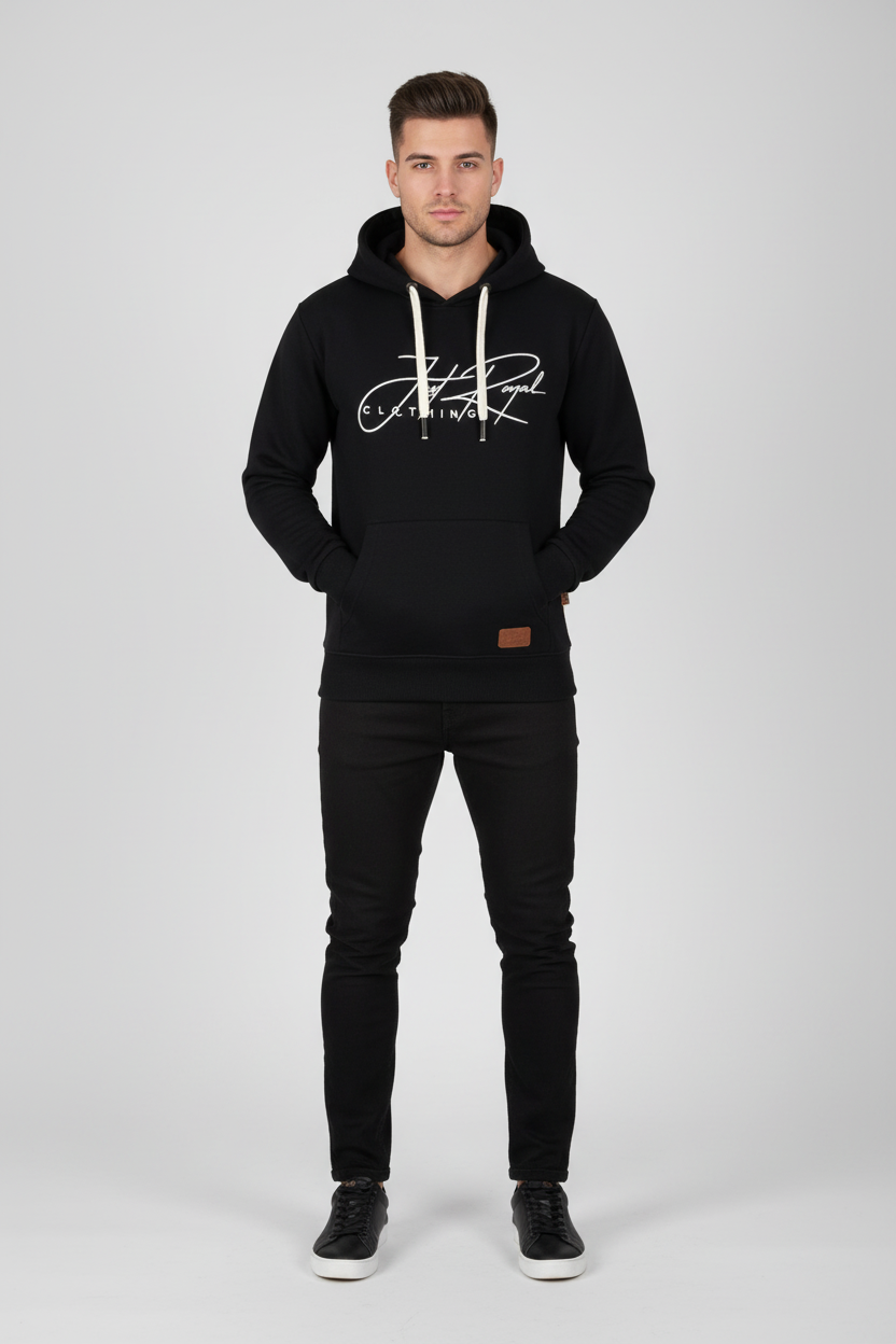 Men's Henley Pullover Hoodie | Fleece Button Neck | JRC UK