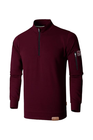 JRC Mens Quarter Zip Mock Neck Fleece Maroon Jumpers