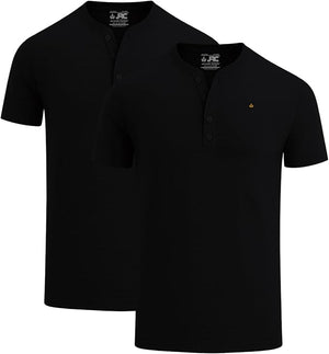 JRC 2 Pack Mens Short Sleeve Henley T-Shirts