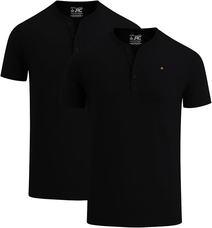 JRC 2 Pack Mens Short Sleeve Henley T-Shirts