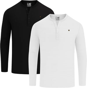 JRC 2 Pack Mens Long Sleeve Henley Shirts