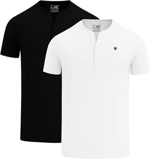 JRC 2 Pack Mens Short Sleeve Henley T-Shirts