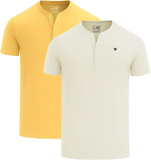 JRC 2 Pack Mens Short Sleeve Henley T-Shirts
