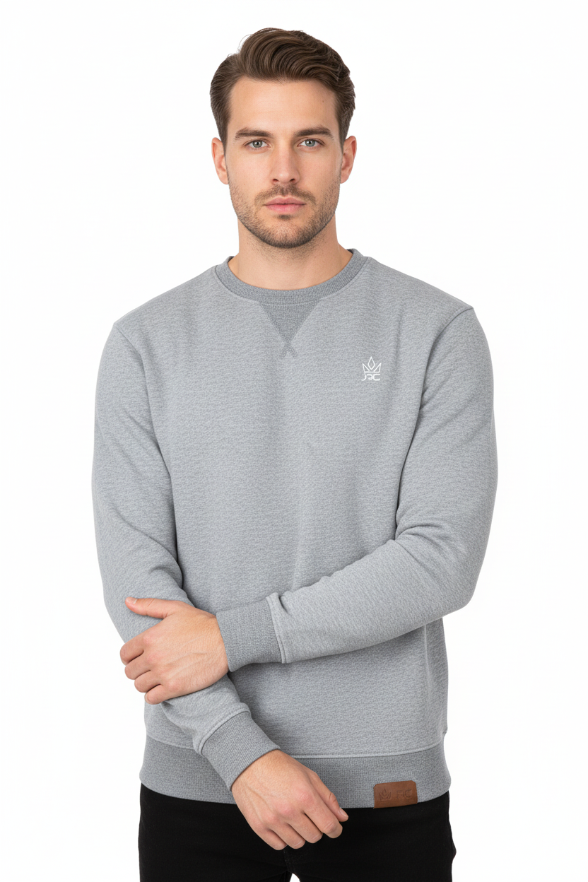 Men's Grey Fleece Crewneck Sweatshirt | Pullover Jumper | JRC UK