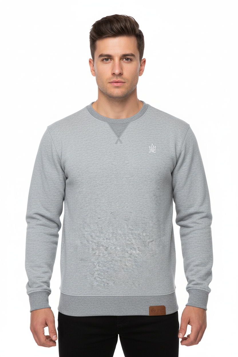 Men's Grey Fleece Crewneck Sweatshirt | Pullover Jumper | JRC UK