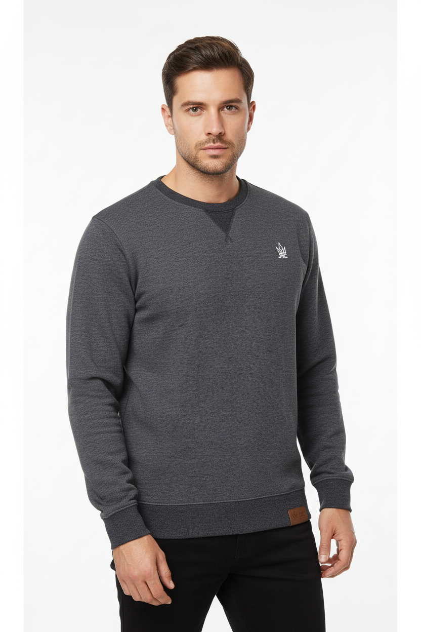 Men's Charcoal Fleece Crewneck Sweatshirt | Pullover Jumper | JRC UK