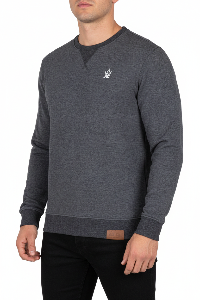 Men's Charcoal Fleece Crewneck Sweatshirt | Pullover Jumper | JRC UK