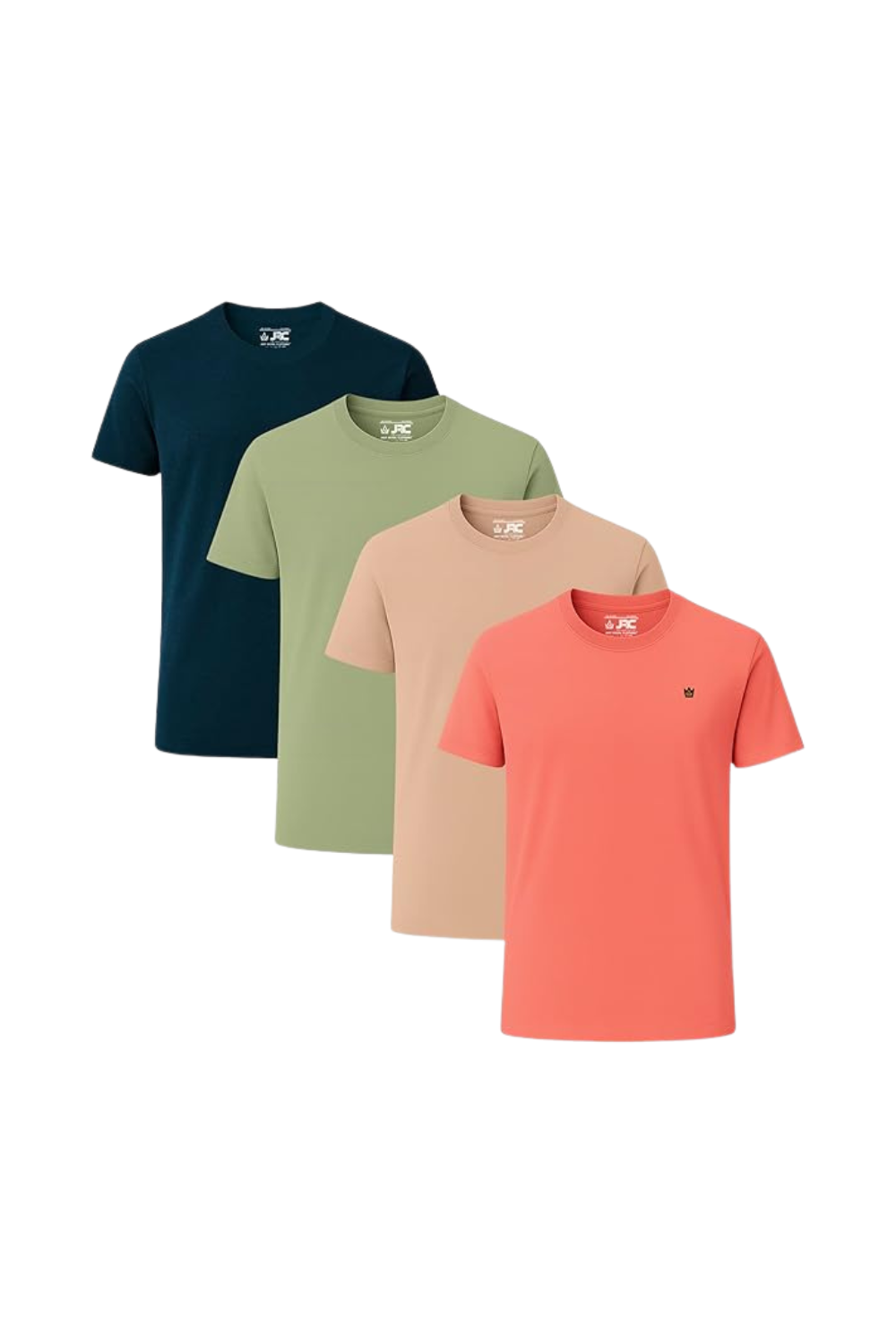 Men's Pack of 4 Crew Neck T-Shirts | Cotton Short Sleeve | JRC UK