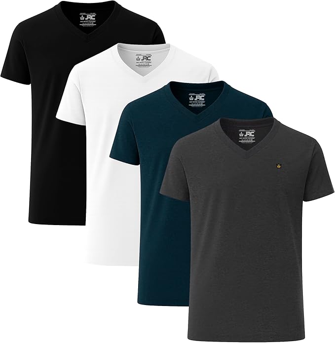 JRC Pack of 4 Mens Short Sleeve V-Neck T-Shirts