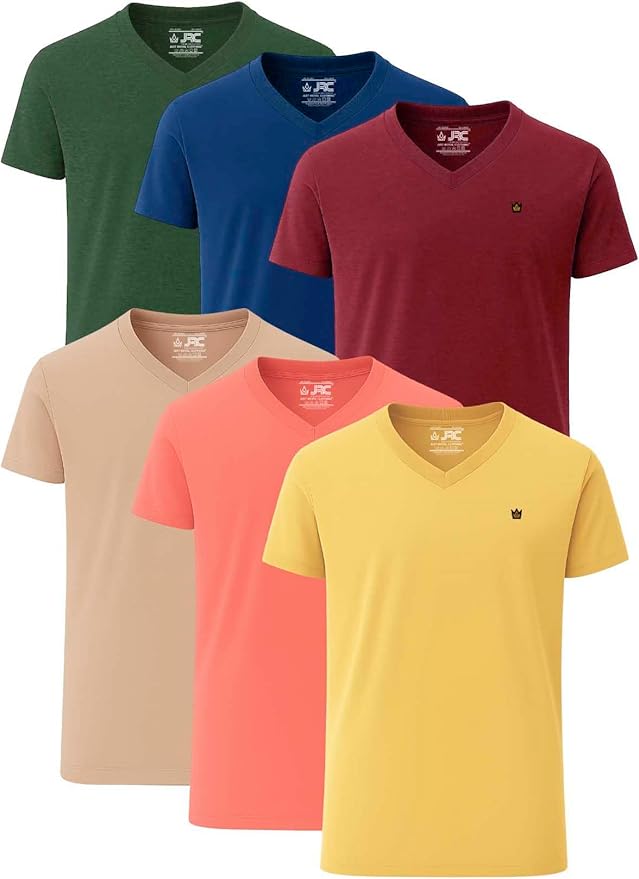 JRC Pack Of 6 Mens V-Neck Short Sleeve T-Shirts