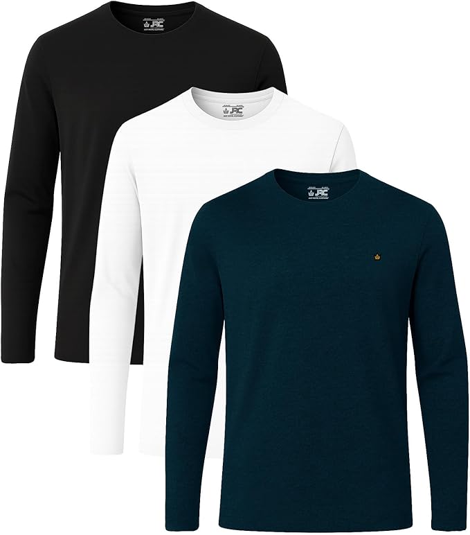 JRC Pack of 3 Mens Long Sleeve Crewneck T-Shirts