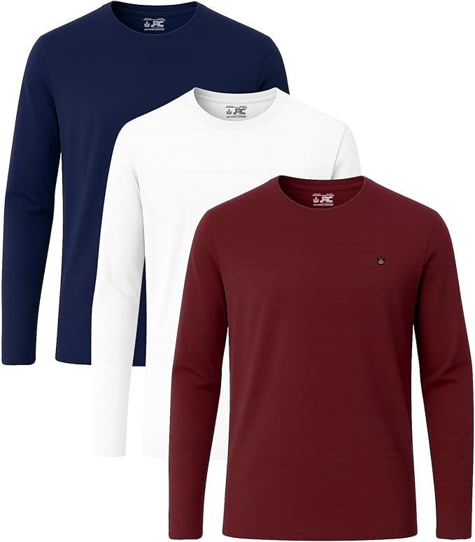 JRC Pack of 3 Mens Long Sleeve Crewneck T-Shirts