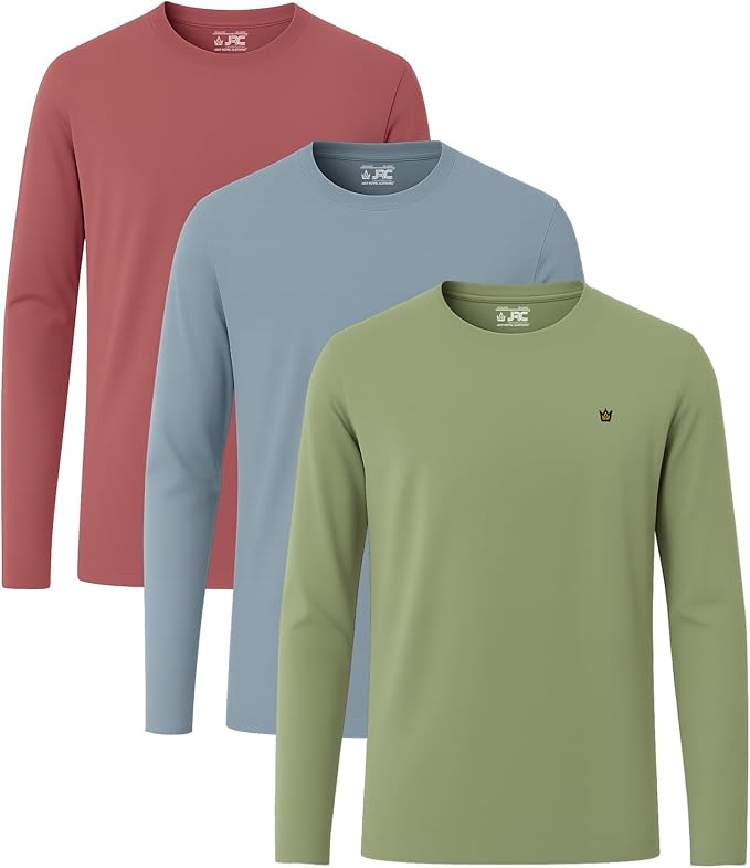 JRC Pack of 3 Mens Long Sleeve Crewneck T-Shirts