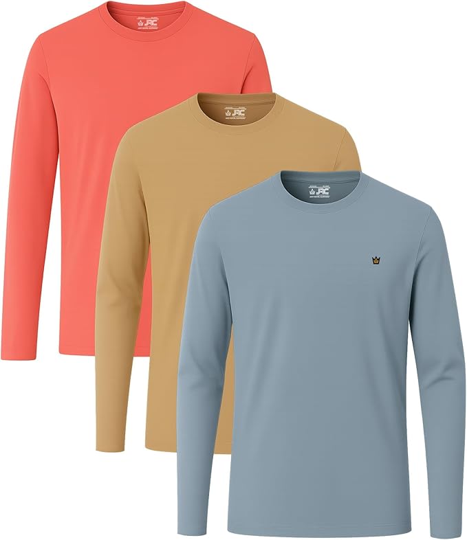 JRC Pack of 3 Mens Long Sleeve Crewneck T-Shirts
