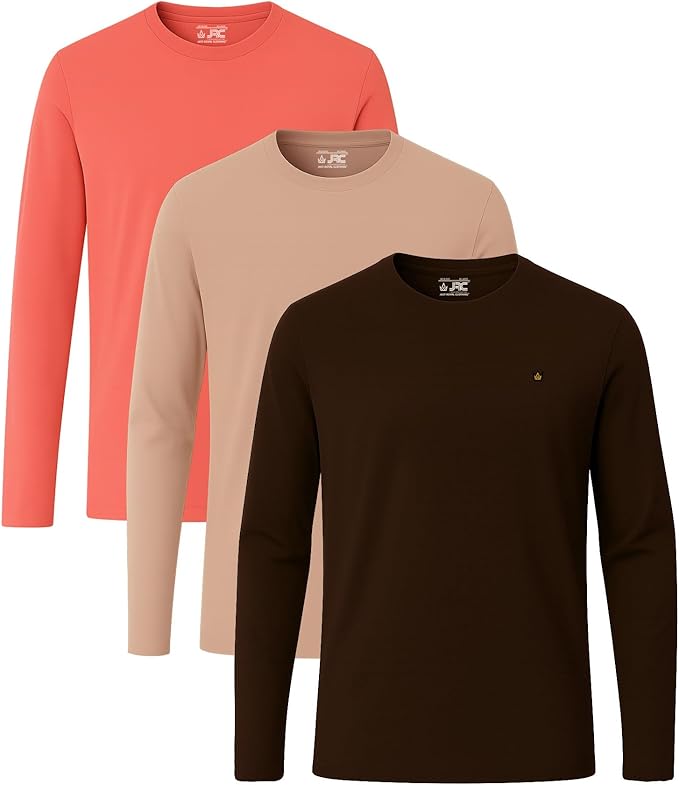 JRC Pack of 3 Mens Long Sleeve Crewneck T-Shirts