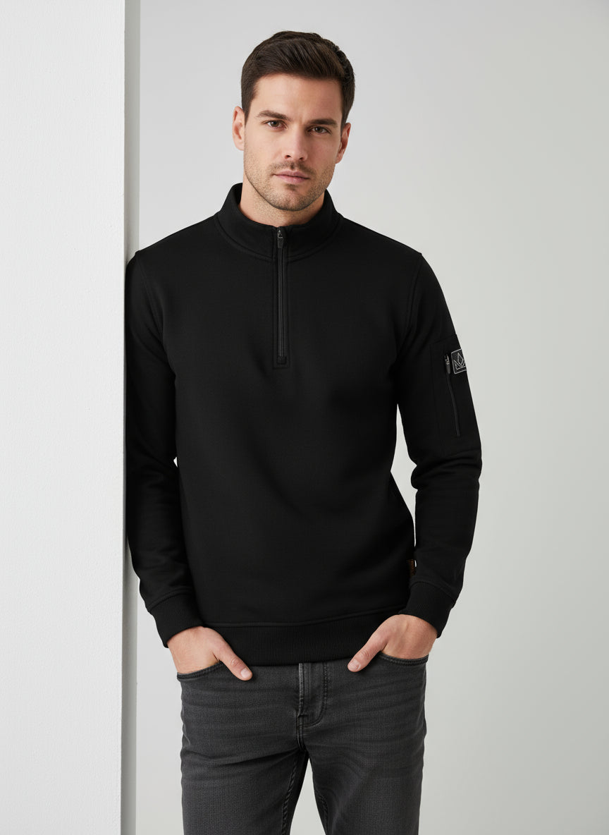 JRC Mens Quarter Zip Mock Neck Fleece Jumpers