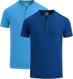 JRC 2 Pack Mens Short Sleeve Henley T-Shirts