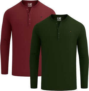 JRC 2 Pack Mens Long Sleeve Henley Shirts