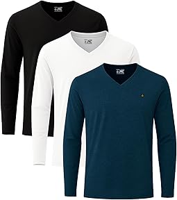 JRC Pack of 3 Mens Long Sleeve V-Neck T-Shirts