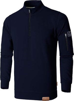 JRC Mens Quarter Zip Mock Neck Fleece Jumpers
