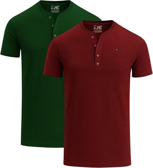 JRC 2 Pack Mens Short Sleeve Henley T-Shirts