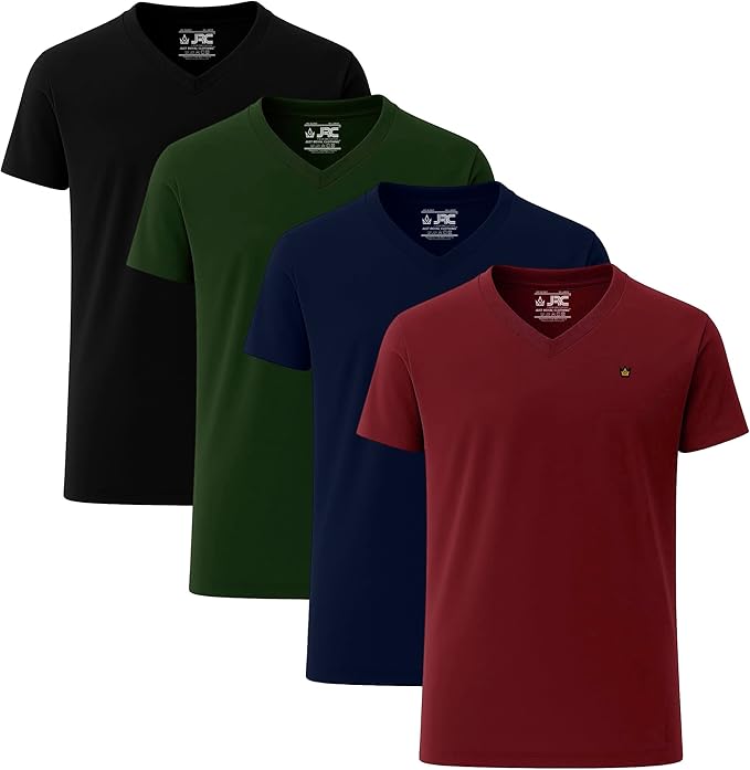 JRC Pack of 4 Mens Short Sleeve V-Neck T-Shirts