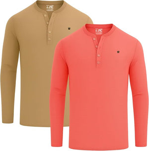JRC 2 Pack Mens Long Sleeve Henley Shirts