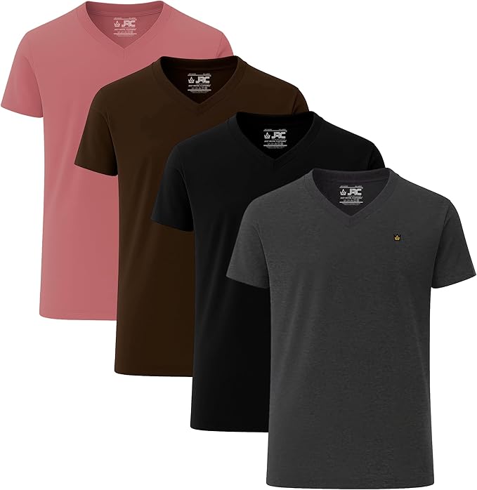 JRC Pack of 4 Mens Short Sleeve V-Neck T-Shirts