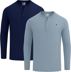 JRC 2 Pack Mens Long Sleeve Henley Shirts